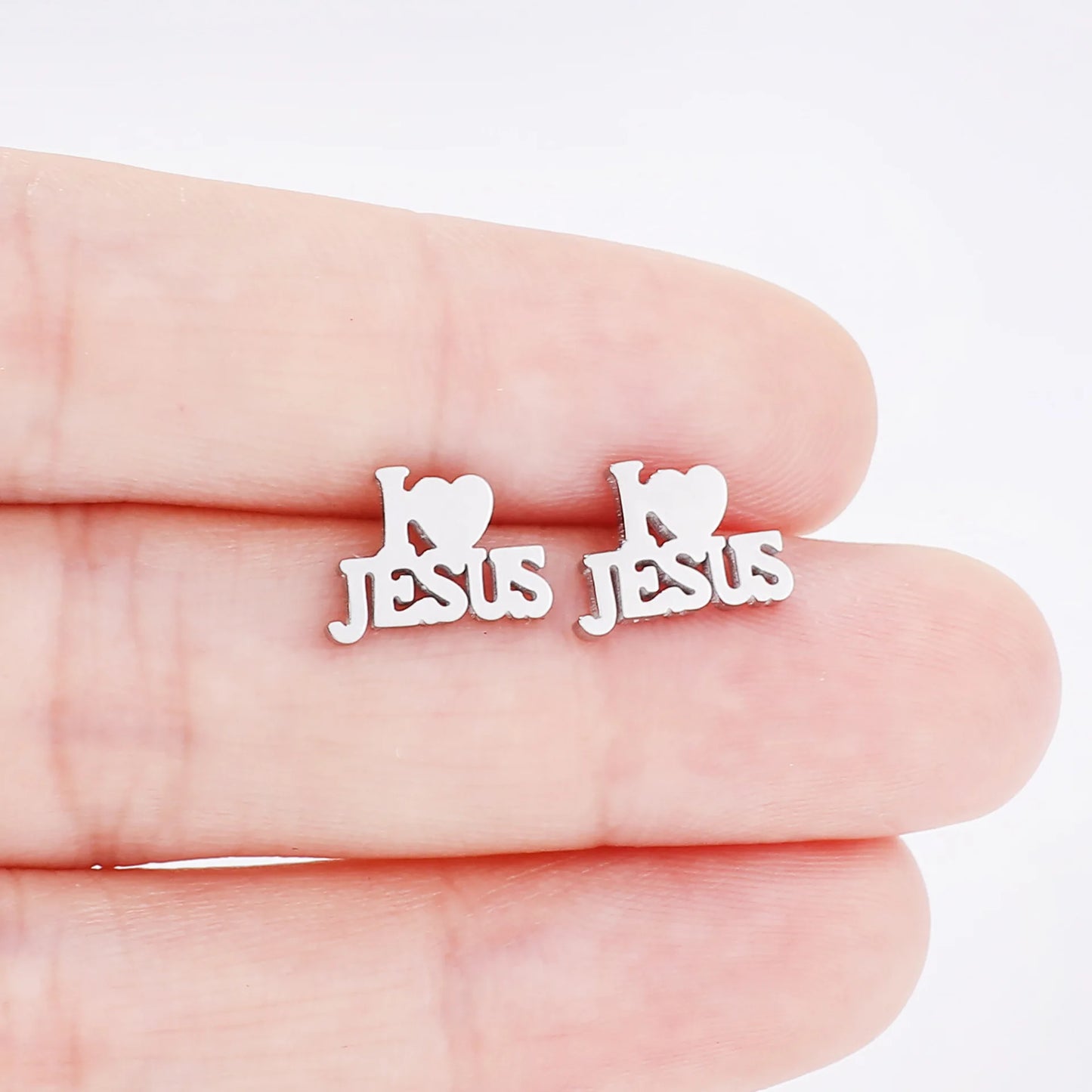 I Love Jesus Stud Earrings