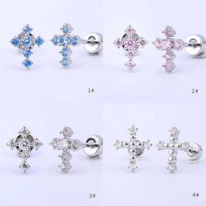 Mini Titanium Steel Cross Earring