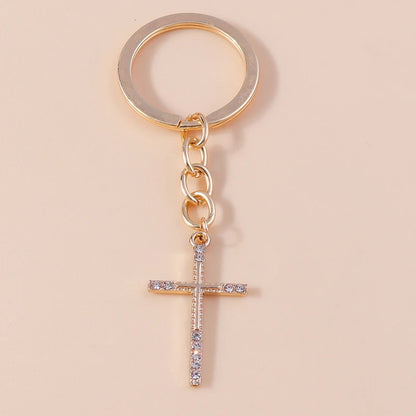 Luxury Rhinestone Crystal Cross Keychain for Women