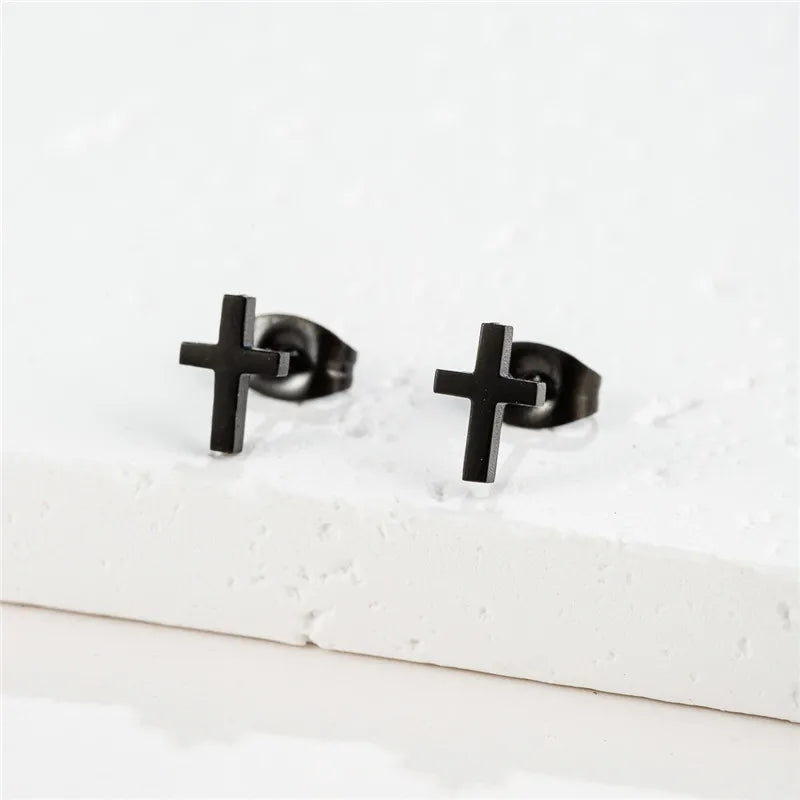Small Stud Cross Earrings