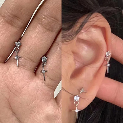 Mini Crystal Zircon Cross Pendant  Earrings