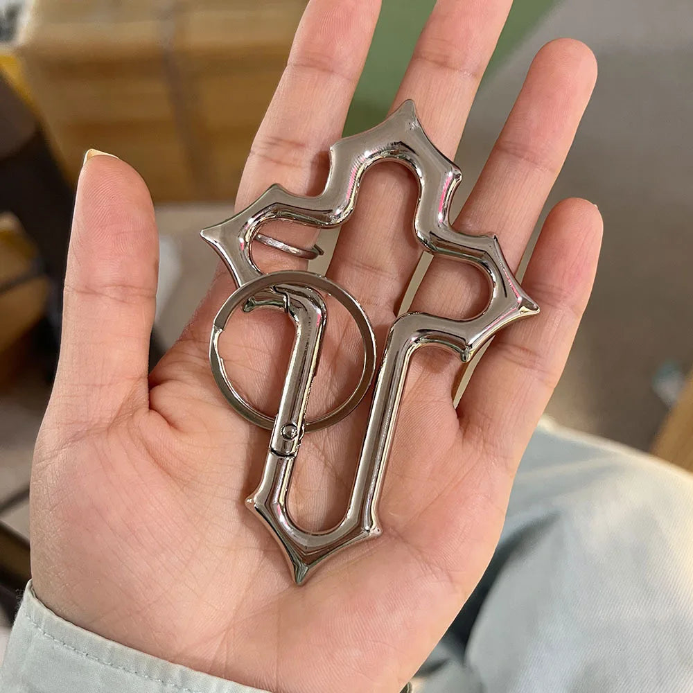 Y2K Cross Carabiner Keychain – Trendy Christian Accessory