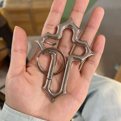 Y2K Cross Carabiner Keychain – Trendy Christian Accessory