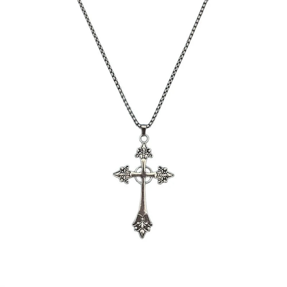 Vintage Black Rhinestone Cross Pendant