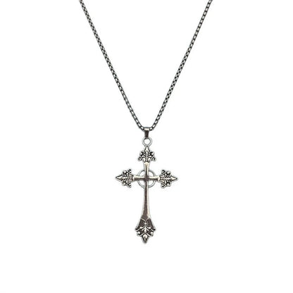 Vintage Black Rhinestone Cross Pendant