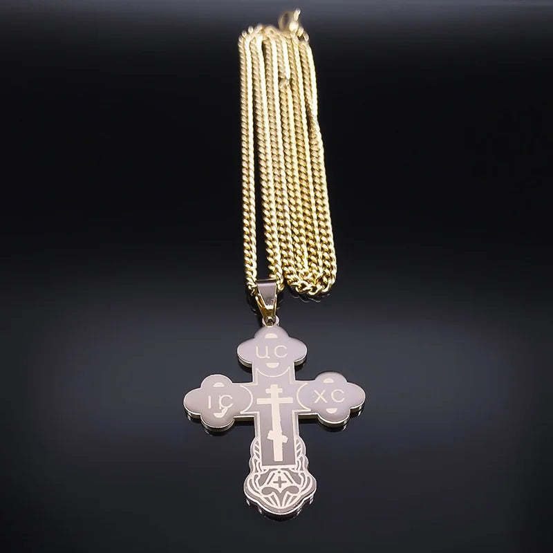 Stainless Steel Orthodox Cross Necklace for Men & Women