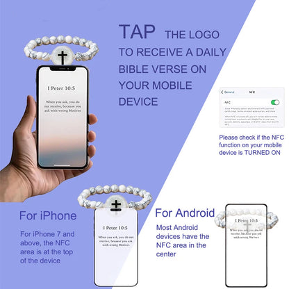 NFC Smart Bible Verse Beaded Bracelet – Scan to Read Scripture