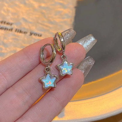 Transparent Stone Star Pendant Earrings