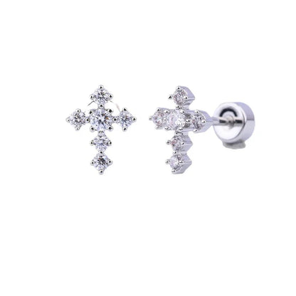 Mini Titanium Steel Cross Earring