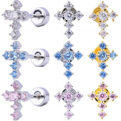 Mini Titanium Steel Cross Earring