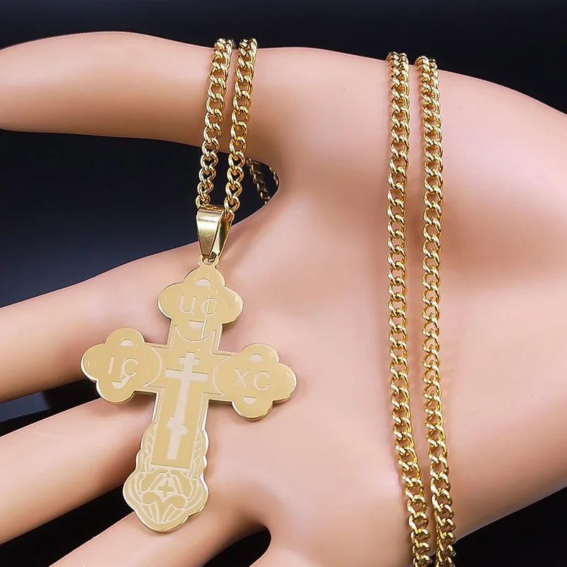 Stainless Steel Orthodox Cross Necklace for Men & Women