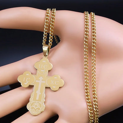 Stainless Steel Orthodox Cross Necklace for Men & Women