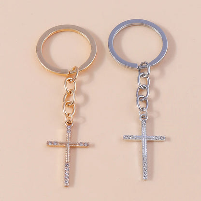 Luxury Rhinestone Crystal Cross Keychain for Women