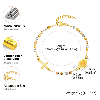 Virgin Mary Bracelet,Charm Rosary Cross Chain Bracelet