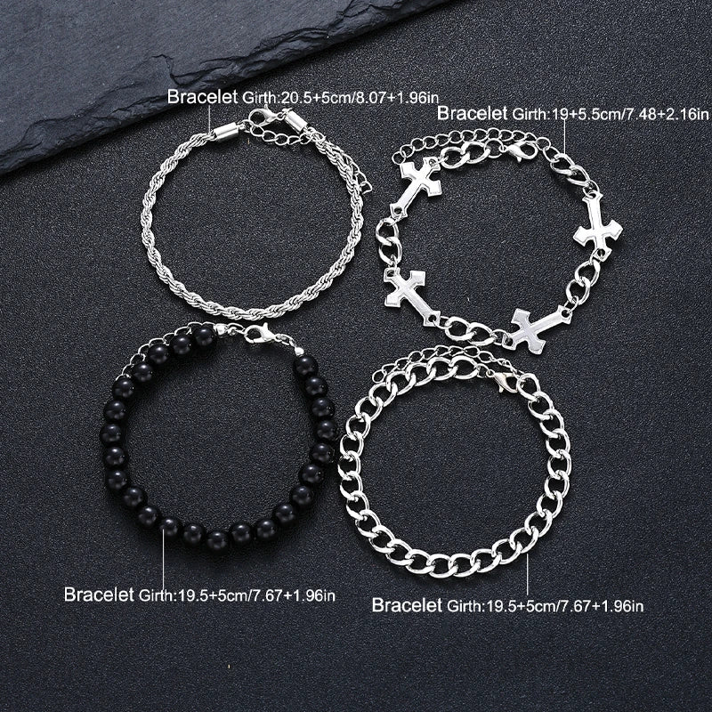 4 Pcs Stainless Steel Bracelet Set