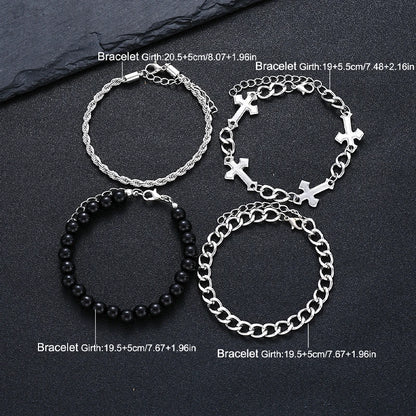4 Pcs Stainless Steel Bracelet Set