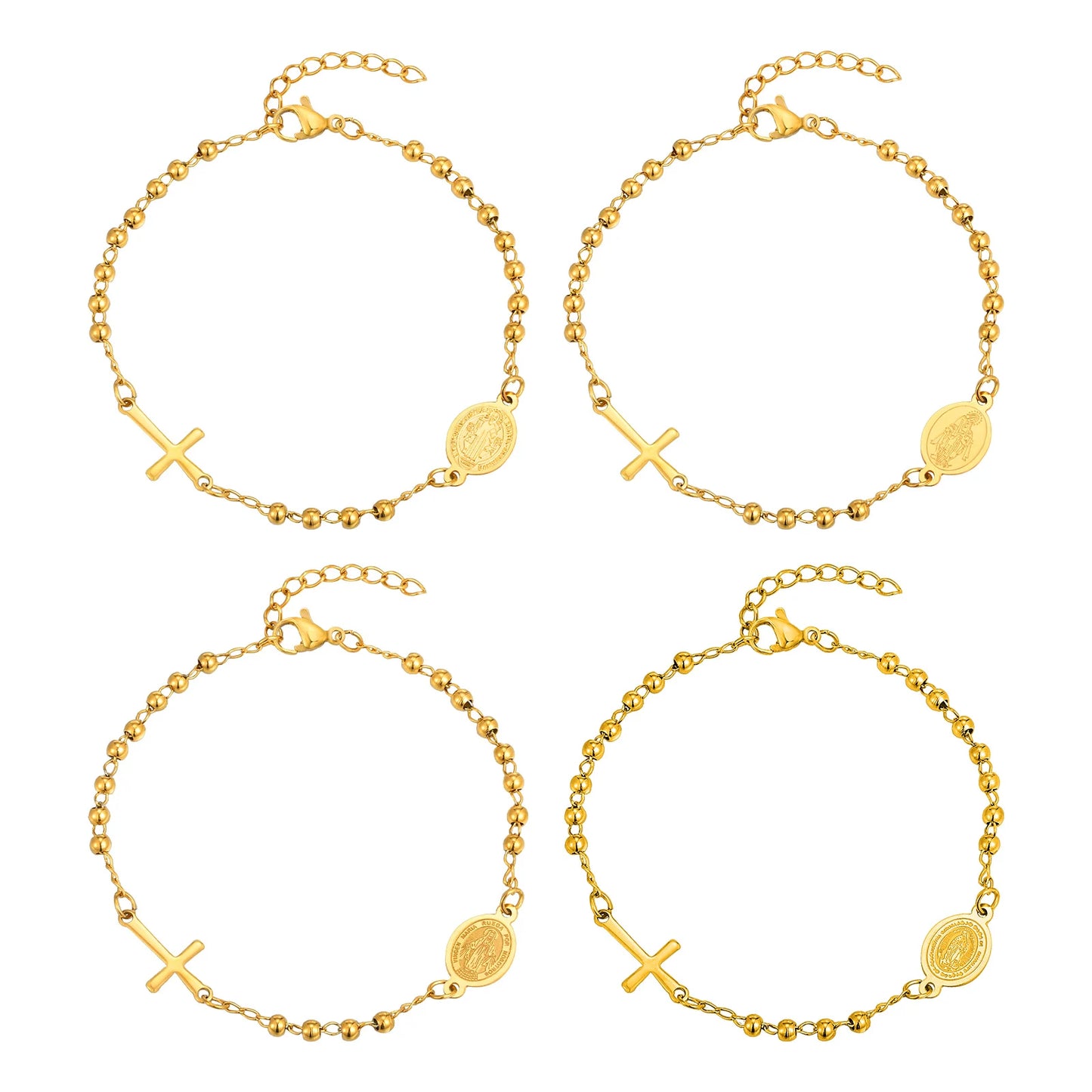 Virgin Mary Bracelet,Charm Rosary Cross Chain Bracelet