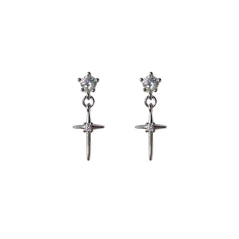 Mini Crystal Zircon Cross Pendant  Earrings