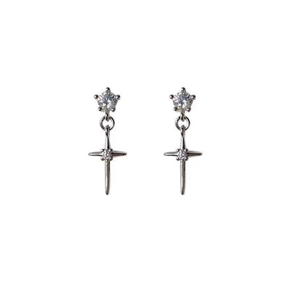 Mini Crystal Zircon Cross Pendant  Earrings