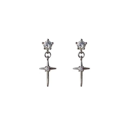 Mini Crystal Zircon Cross Pendant  Earrings