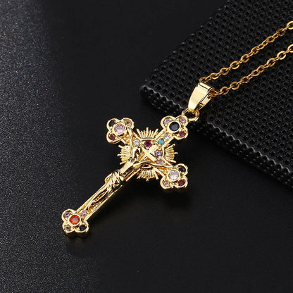 Jesus Multi-colored Cross Necklace Pendant