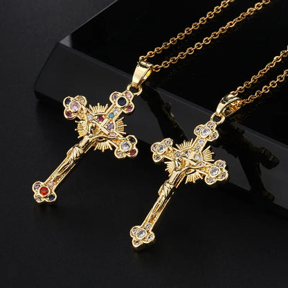 Jesus Multi-colored Cross Necklace Pendant