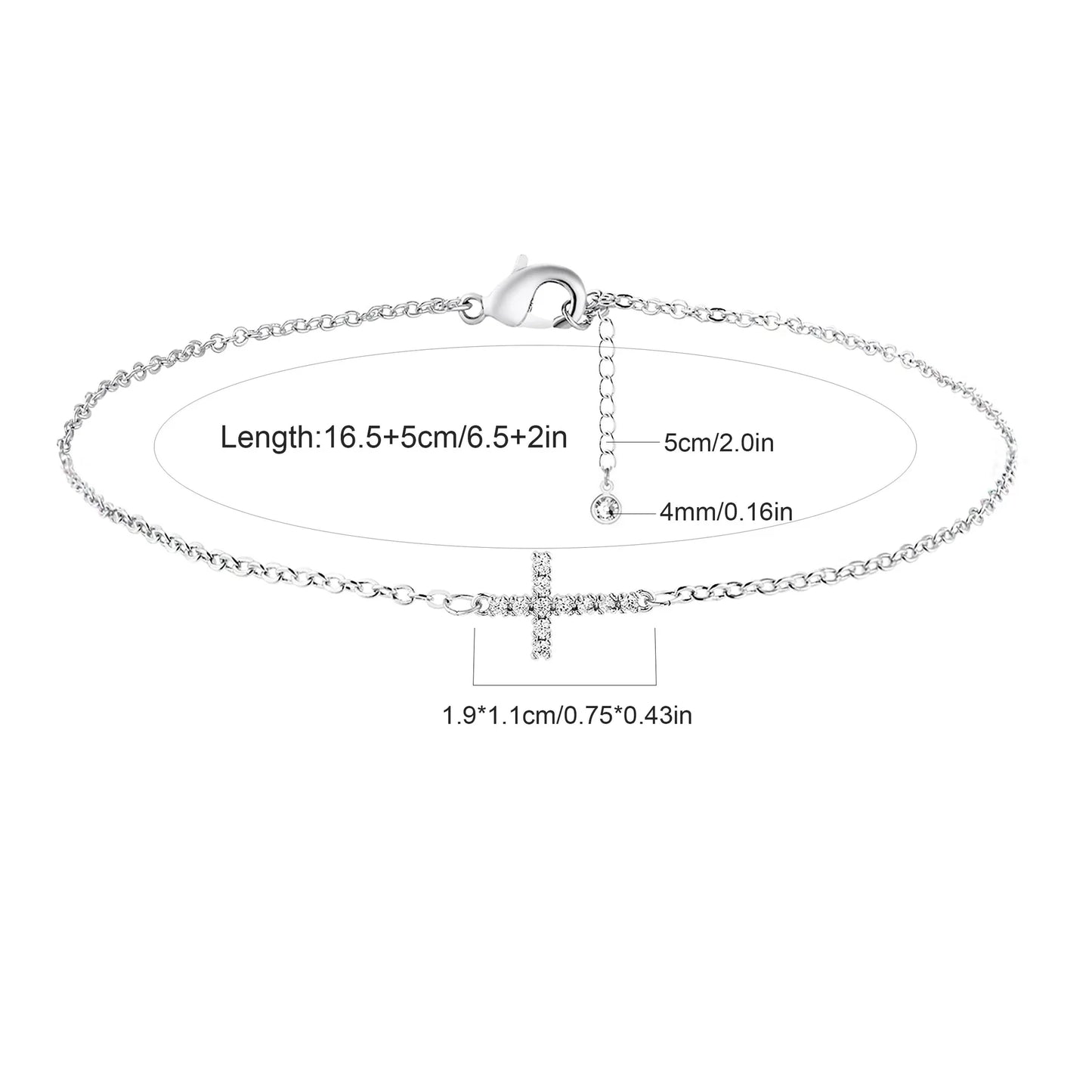 Dainty Cross Chain Bracelet – Sterling Silver & 18K Gold Plated