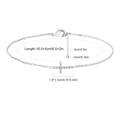 Dainty Cross Chain Bracelet – Sterling Silver & 18K Gold Plated