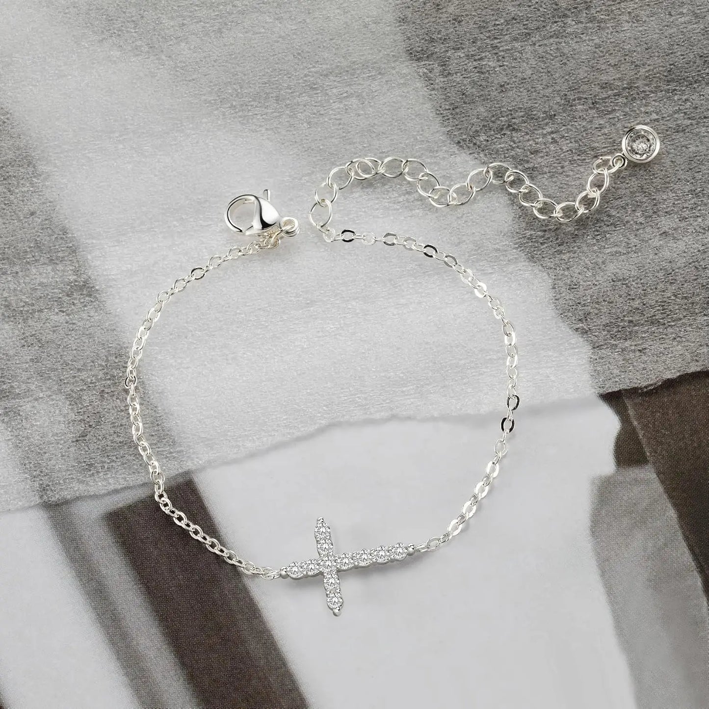 Dainty Cross Chain Bracelet – Sterling Silver & 18K Gold Plated