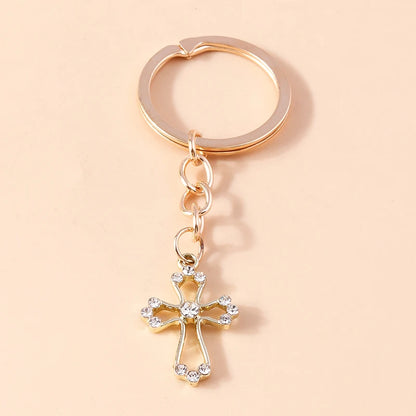 Luxury Rhinestone Crystal Cross Keychain for Women