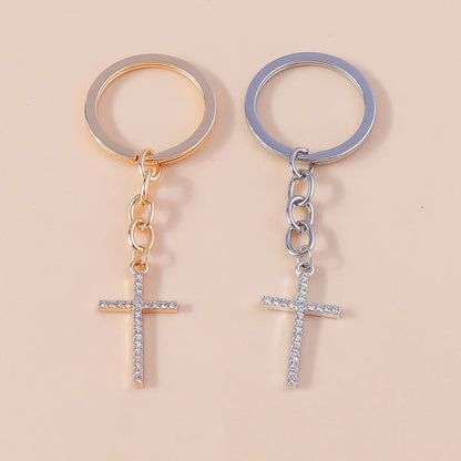 Luxury Rhinestone Crystal Cross Keychain for Women