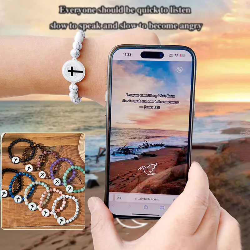 NFC Smart Bible Verse Beaded Bracelet – Scan to Read Scripture