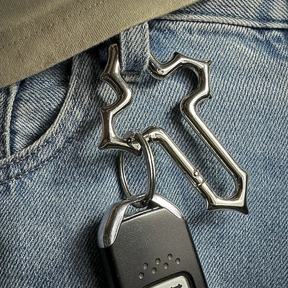 Y2K Cross Carabiner Keychain – Trendy Christian Accessory