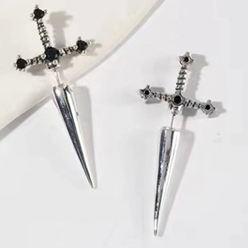 Cross Sword Stud Earrings for Women – Gold, Silver & Black
