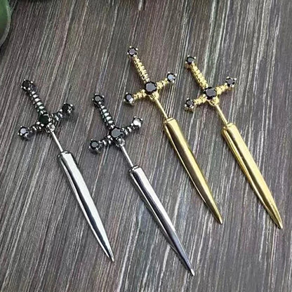 Cross Sword Stud Earrings for Women – Gold, Silver & Black