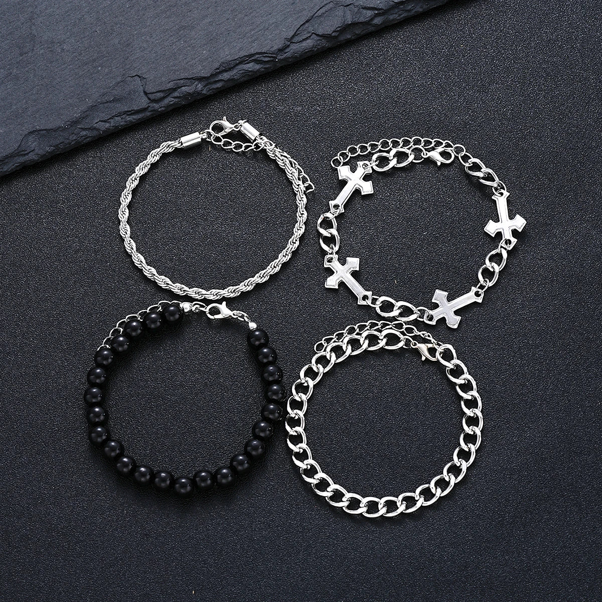 4 Pcs Stainless Steel Bracelet Set