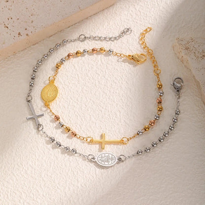 Virgin Mary Bracelet,Charm Rosary Cross Chain Bracelet