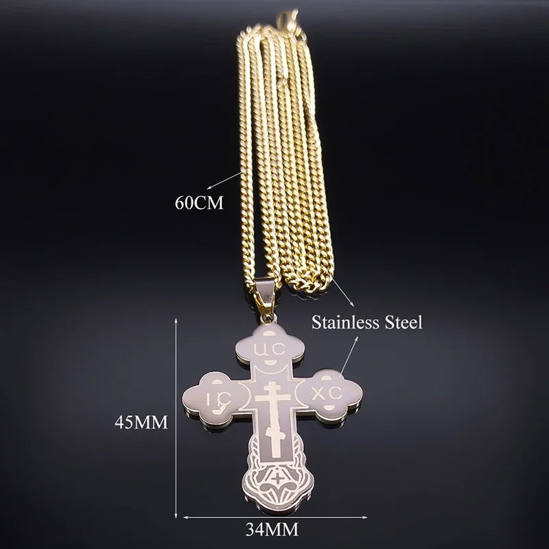 Stainless Steel Orthodox Cross Necklace for Men & Women
