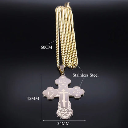 Stainless Steel Orthodox Cross Necklace for Men & Women