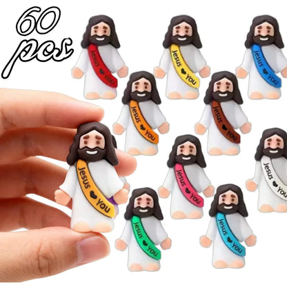 Mini Jesus Figurine Decoration Set – Cartoon Statue Pack (10/60pcs)