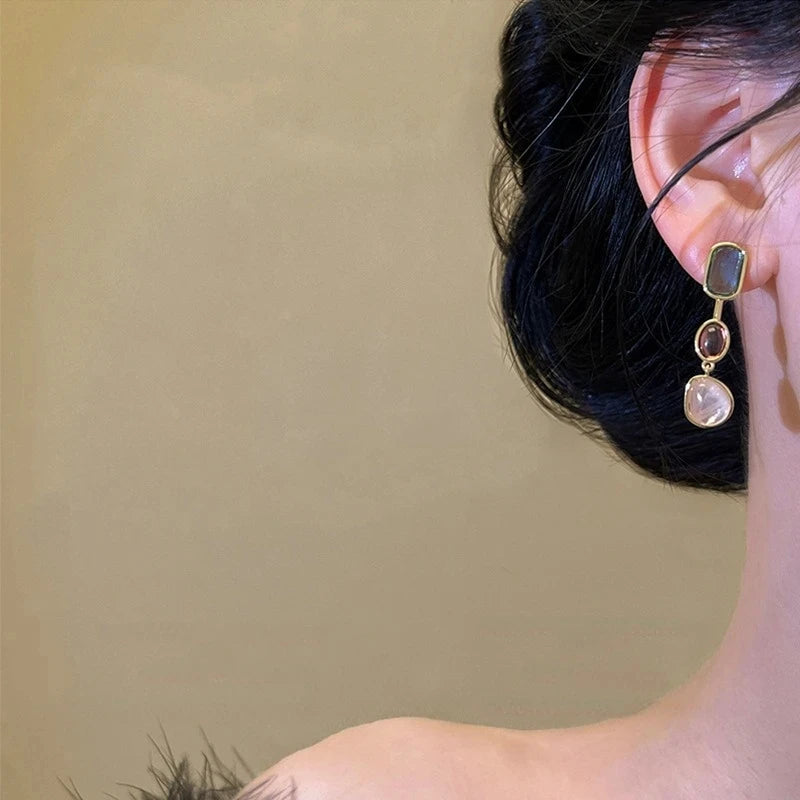 Asymmetric Colorful Geometric Dangle Earrings for Women