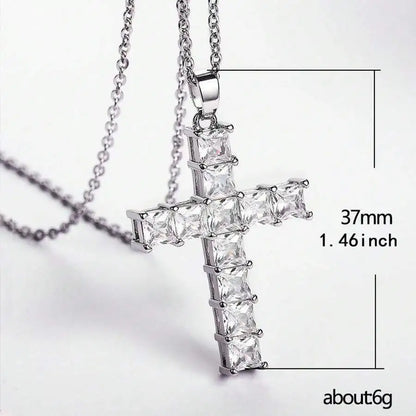 Baby Pink Crystal Cross Pendant Necklace