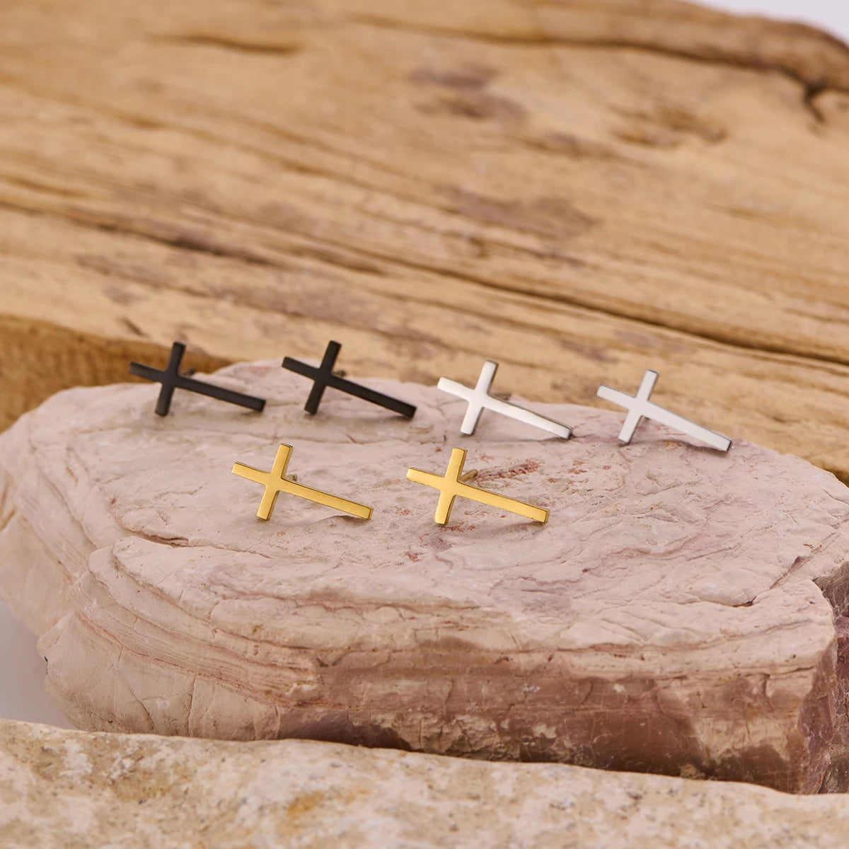 Small Stud Cross Earrings