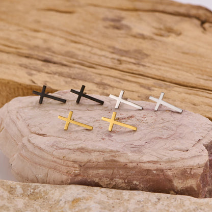 Small Stud Cross Earrings