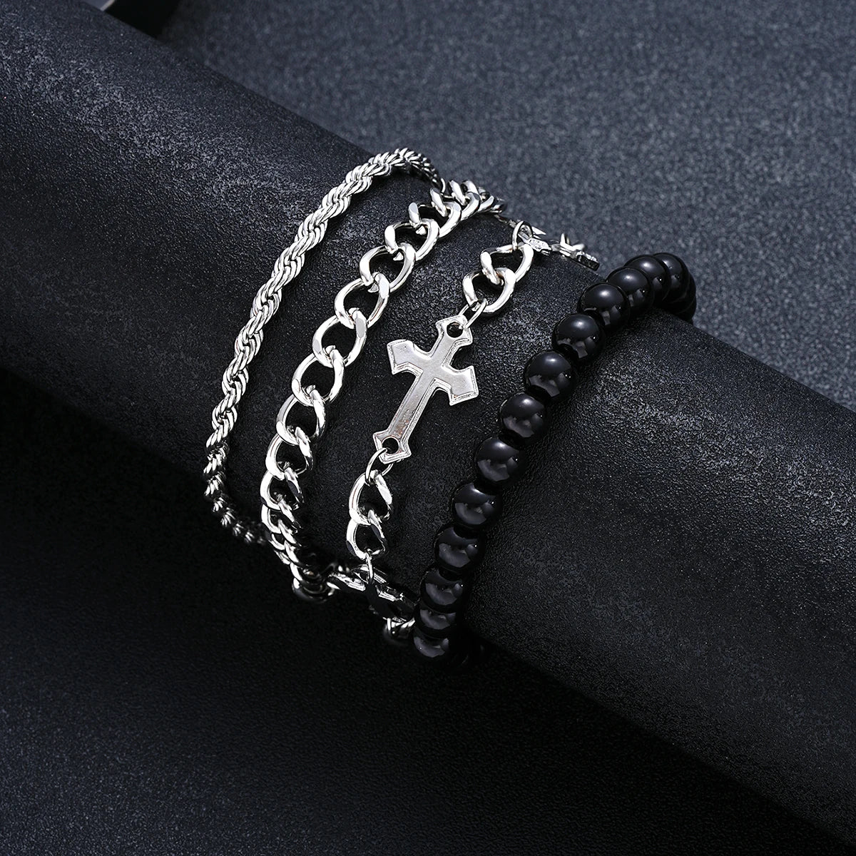 4 Pcs Stainless Steel Bracelet Set