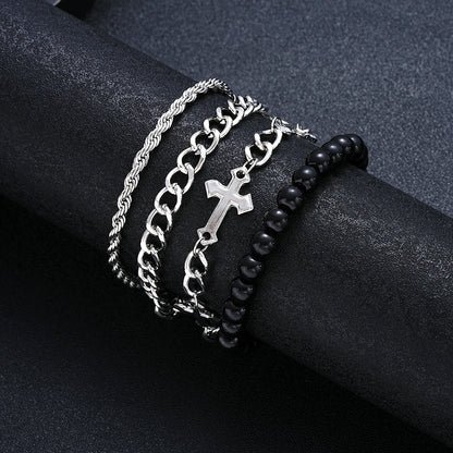 4 Pcs Stainless Steel Bracelet Set