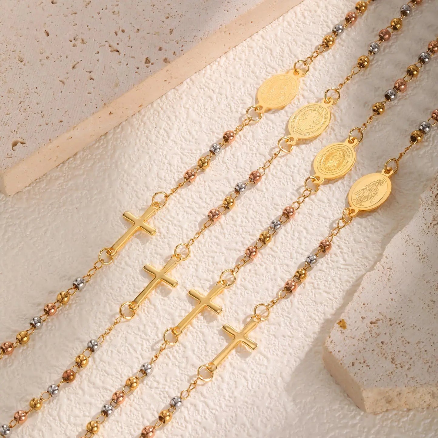 Virgin Mary Bracelet,Charm Rosary Cross Chain Bracelet