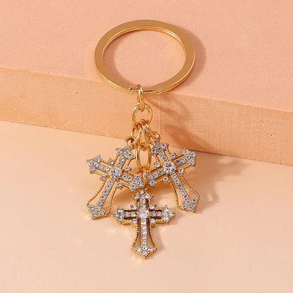 Luxury Rhinestone Crystal Cross Keychain for Women