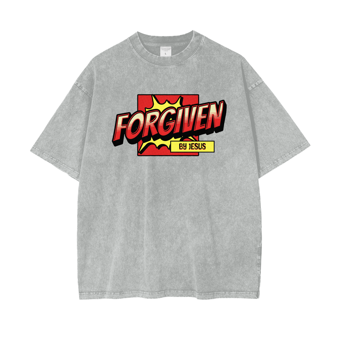 Forgiven by Jesus- Oversize Snow Washed Comic T-Shirt