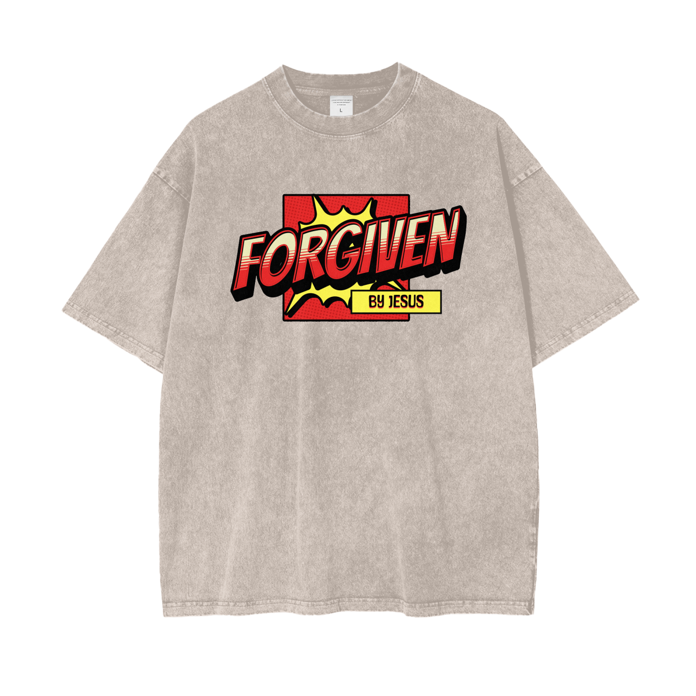 Forgiven by Jesus- Oversize Snow Washed Comic T-Shirt